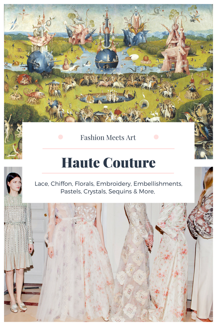 The ethereal theme of Hieronymus Bosch's fantastical utopia in The Garden of Earthly Delights fits perfectly with the aesthetics of brands such as Gucci, Marchesa and Valentino.