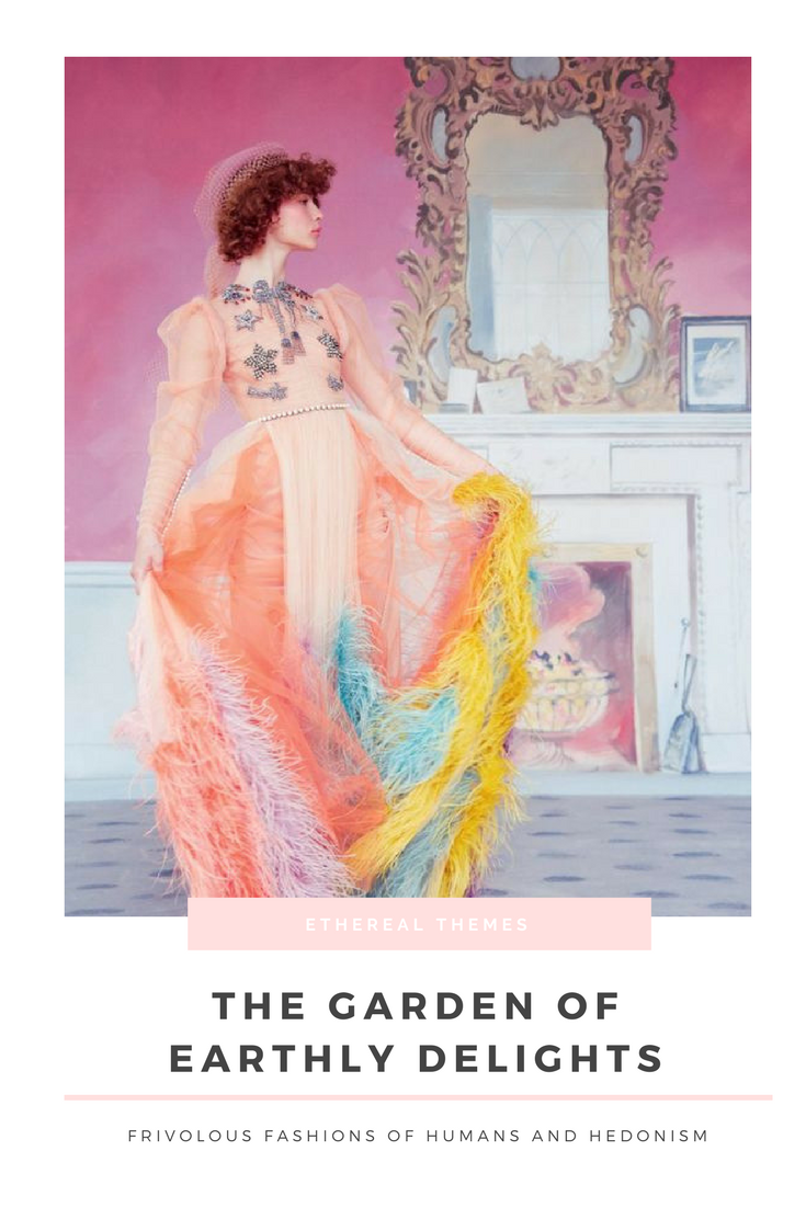 The ethereal theme of Hieronymus Bosch's fantastical utopia in The Garden of Earthly Delights fits perfectly with the aesthetics of brands such as Gucci, Marchesa and Valentino.