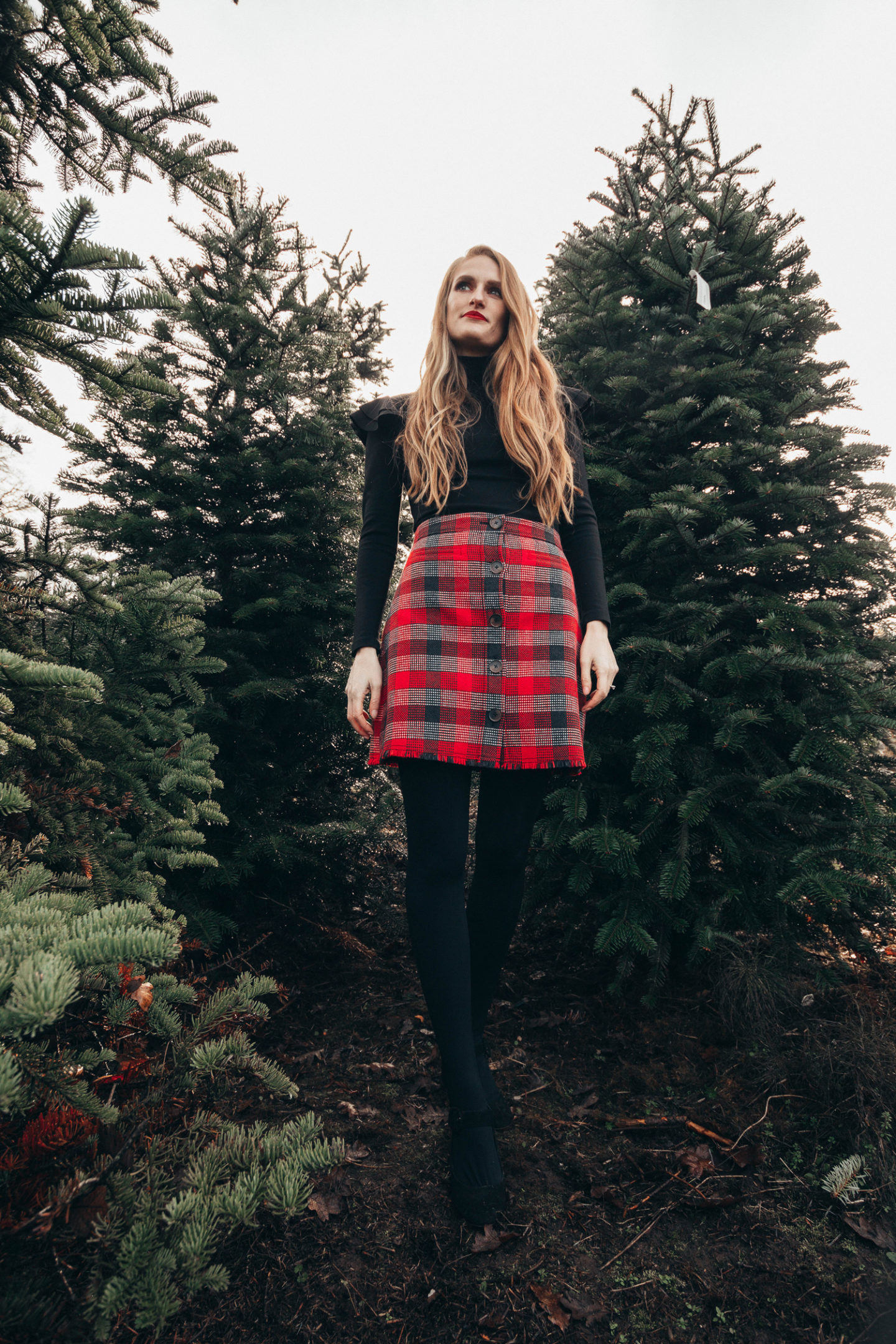 Rocking Around The Christmas Tree: Plaid Mini Skirt Winter Style Outfit Idea
