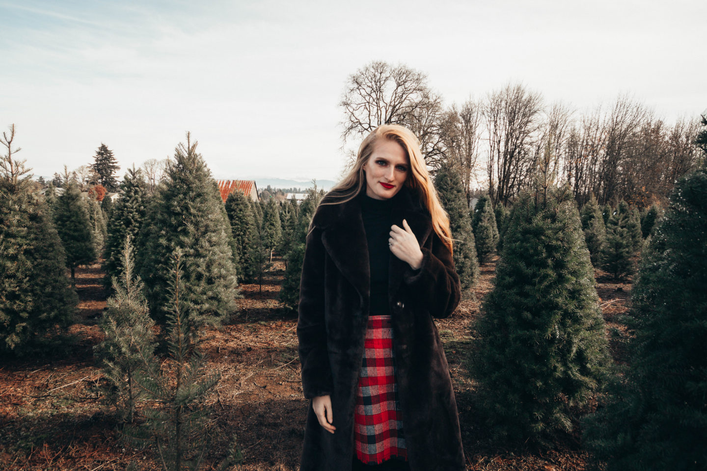 Rocking Around The Christmas Tree: Plaid Mini Skirt Winter Style Outfit Idea